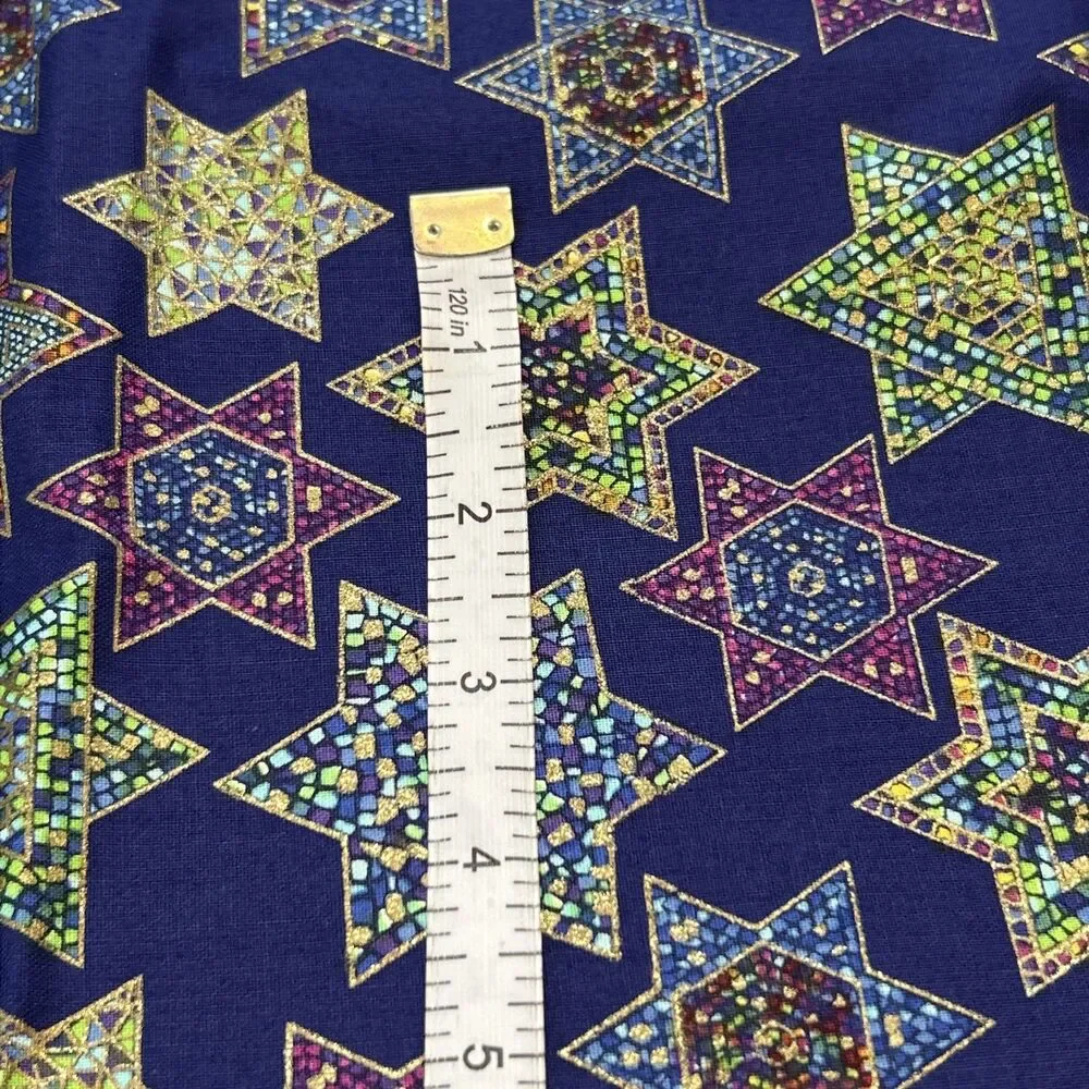 Stained Glass Star of David Jewish MosaicCotton Quilting Fabric JoAnn 80